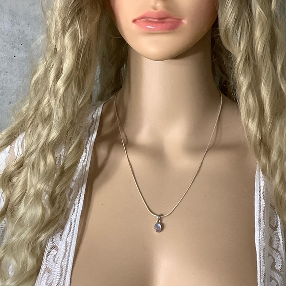 🌸 3PC PENDANT GEMSTONE NECKLACE LEAF EARRINGS RING MOONSTONE BUNDLE SET SILVER - Picture 6 of 12